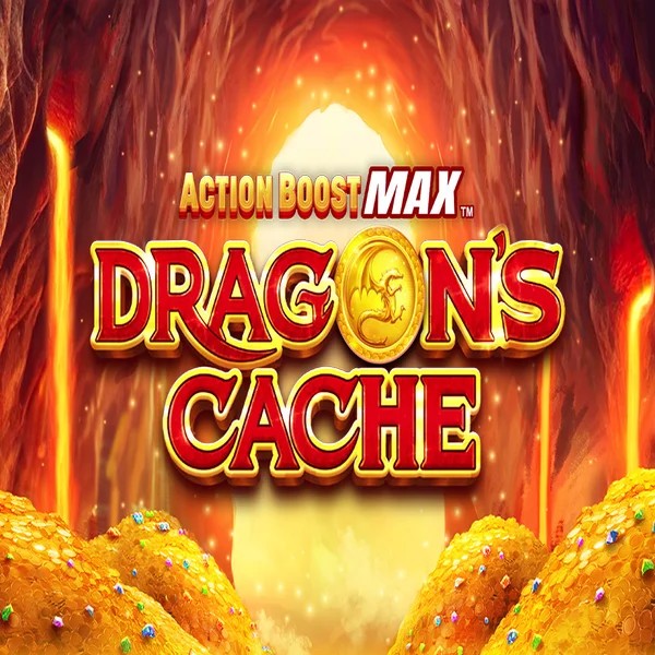 Action Boost Max Dragon's Cache slot logo by SpinPlay Games at Turbo Wins Casino